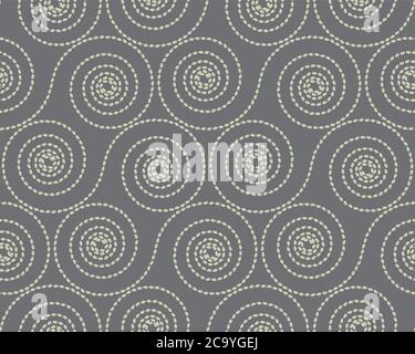 Linee ondulate semi di riso stile tribale motivo senza giunture per sfondo, tessuto, tessuto, wrap, superficie, web e disegno di stampa. Illustrazione Vettoriale