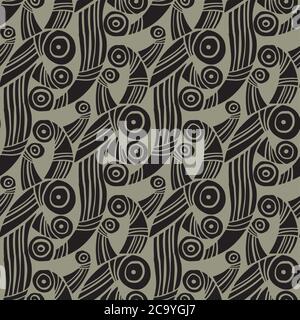 Disegno astratto ondulato senza giunture per sfondo, tessuto, tessuto, wrap, superficie, web e stampa. Decorativo geometrico viking ispirato w Illustrazione Vettoriale