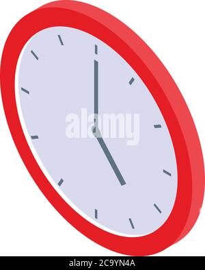 Icona orologio da parete per la formazione, stile isometrico Illustrazione Vettoriale