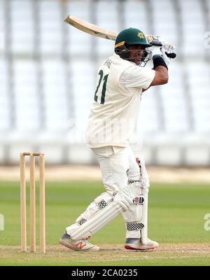 Il Samit Patel di Nottinghamshire batte durante il terzo giorno della partita del Bob Willis Trophy a Trent Bridge, Nottingham. Foto Stock