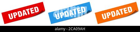 aggiornato set di cartelli per pelatori di carta. aggiornato adesivo Illustrazione Vettoriale