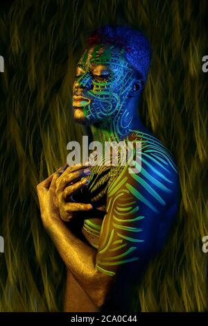 Body painting di culture diverse dall'Africa Foto Stock