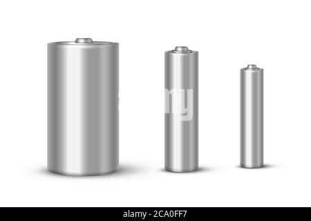 Set di illustrazioni vettoriali realistiche delle batterie Illustrazione Vettoriale