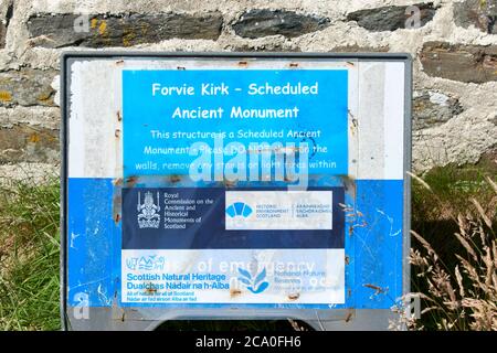 FORVIE SANDS NATIONAL NATURE RESERVE COLLIESTON SCOZIA SEGNO CON DETTAGLI FORVIE KIRK Foto Stock