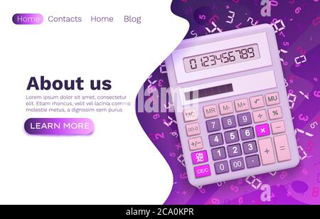Calcolatrice web finanza tecnologia, business banner flat sito web, Vector illustrazione Illustrazione Vettoriale