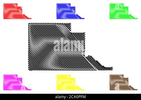 Jefferson County, Idaho (Stati Uniti, Stati Uniti d'America, Stati Uniti, Stati Uniti, Stati Uniti) mappa vettoriale, schizzo scrimolo mappa Jefferson Illustrazione Vettoriale