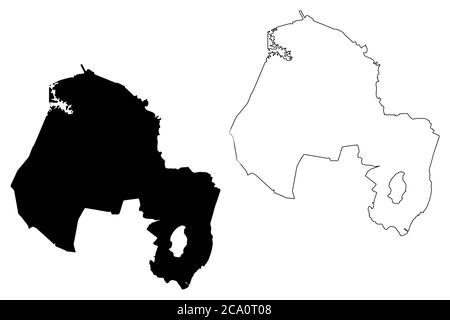 Jaboatao dos Guararapes Città (Repubblica Federativa del Brasile, Stato Pernambuco) mappa vettoriale illustrazione, abbozzare schizzo Città di Jaboatao dos Guararape Illustrazione Vettoriale