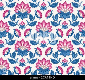 Jacobean illustrazione floreale., sfondo fiori di prato. Sfondo di erbe colorate. Modello vettoriale senza giunture. Ricamo giacobino floreale, Colle di erbe Illustrazione Vettoriale