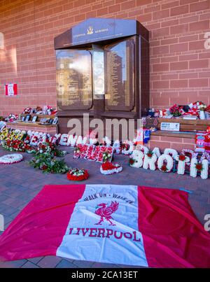 Rilocato Hillsborough Memorial ad Anfield a Liverpool maggio 2020 Foto Stock