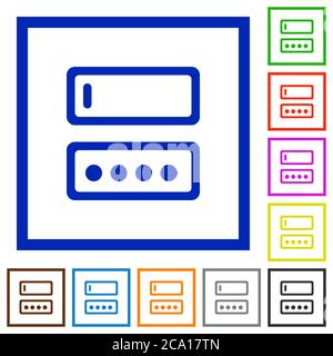 Immissione di icone a colori piatte con nome di login e password in riquadri quadrati su sfondo bianco Illustrazione Vettoriale