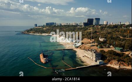 Air panorama Mar Nero costa in Odessa Ucraina Foto Stock