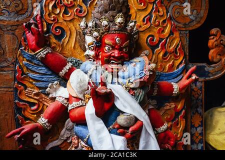 Statua di Dharmapala in Tsemo Hoppa a Leh Foto Stock