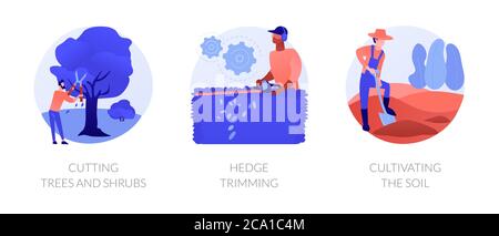 Illustrazioni vettoriali astratte di concetto di manutenzione del paesaggio. Illustrazione Vettoriale