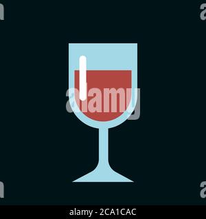 Bicchiere di vino rosso su sfondo scuro. Illustrazione Vettoriale