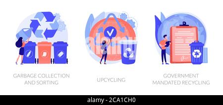 Problemi di raccolta e riciclaggio dei rifiuti illustrazioni vettoriali astratte concettuali. Illustrazione Vettoriale
