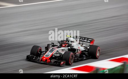Kevin Magnussen nella sua Haas VF-18 la Ferrari ha messo in campo una vettura di F1 durante le qualifiche del Gran Premio d'Austria 2018 al Red Bull Ring. Foto Stock