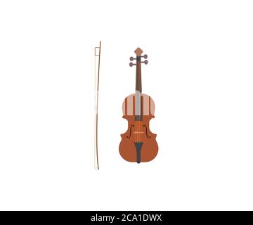 Musica, stringa, icona del violino. Illustrazione vettoriale, design piatto. Illustrazione Vettoriale