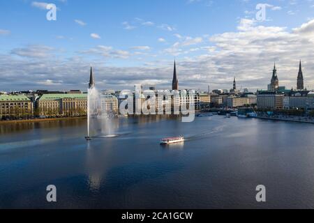 Vista aerea interna del lago Alster Amburgo Foto Stock