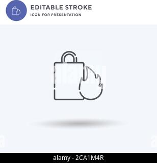 Vettore icona prodotto caldo, segno piatto riempito, pittogramma solido isolato su bianco, illustrazione del logo. Icona Hot Product per la presentazione. Illustrazione Vettoriale