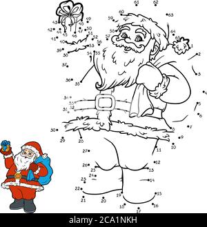 Giochi di Numbers, educazione da punto a punto per i bambini, Babbo Natale Illustrazione Vettoriale