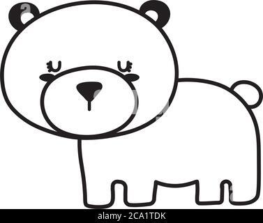 Carino orso polare cartoon linea stile icona design, Animal zoo vita natura e tema di carattere illustrazione vettoriale Illustrazione Vettoriale