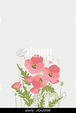 Modello floreale pulito con bouquet di fiori senza testo Illustrazione Vettoriale