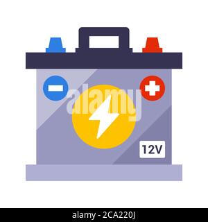 batteria per auto su sfondo bianco. immagine vettoriale piatta. Illustrazione Vettoriale