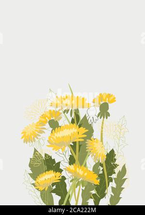 Modello floreale pulito con bouquet di fiori senza testo Illustrazione Vettoriale