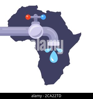 Mancanza di acqua potabile pulita nel continente africano. Illustrazione Vettoriale