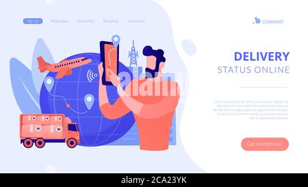 Pagina di destinazione del concetto di rilevamento intelligente delle consegne. Illustrazione Vettoriale