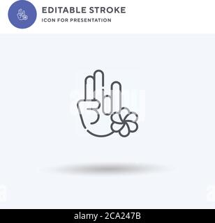 Vettore icone Mudra, segno piatto riempito, pittogramma solido isolato su bianco, illustrazione del logo. Icona di Mudra per la presentazione. Illustrazione Vettoriale