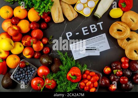 East Brunswick, New Jersey agosto 03 2020.. Scheda Pandemic-EBT con cibo acquistato. Foto Stock