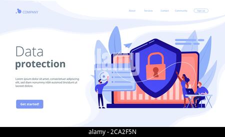 Landing page del concetto di sicurezza informatica. Illustrazione Vettoriale