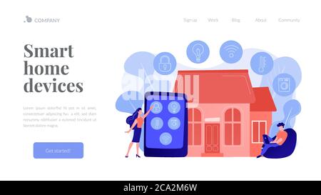 Pagina di destinazione del concetto di casa intelligente. Illustrazione Vettoriale