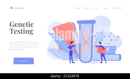 Pagina di destinazione del concetto di test genetico. Illustrazione Vettoriale