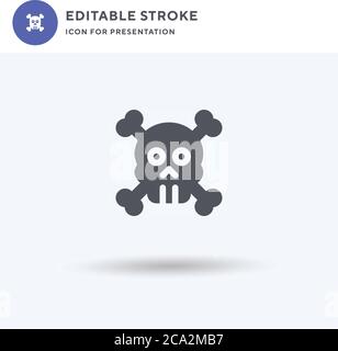 Vettore icona cranio, segno piatto riempito, pittogramma solido isolato su bianco, illustrazione del logo. Icona cranio per la presentazione. Illustrazione Vettoriale