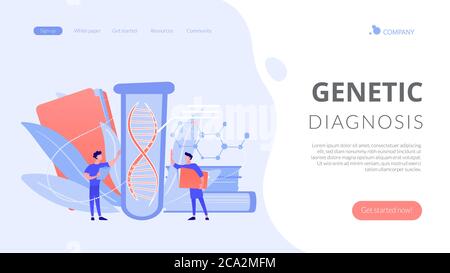 Pagina di destinazione del concetto di test genetico. Illustrazione Vettoriale