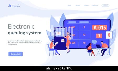 Pagina di destinazione del concetto di sistema di accodamento elettronico Illustrazione Vettoriale