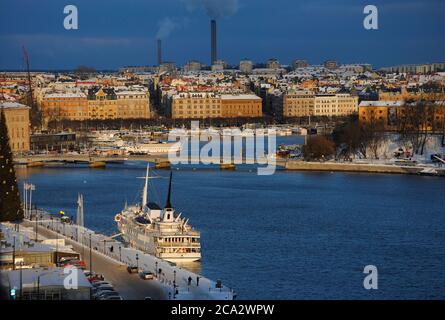 Svezia, Stoccolma. Panoramica del settore baia chiamato Stockholms Strom. Foto Stock