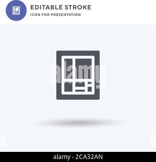 Vettore di icone Mondrian, segno piatto riempito, pittogramma solido isolato su bianco, illustrazione del logo. Icona Mondriana per la presentazione. Illustrazione Vettoriale