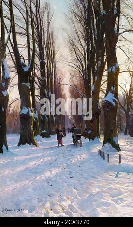 Monsted Peder Mork - un giorno d'inverno al tramonto nel Giardino del Re Copenhagen - Scuola Danese - 19° e 20° secolo Foto Stock