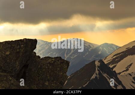 Polonia Monti Tatra. Tramonto sui Monti Tatra. Foto Stock