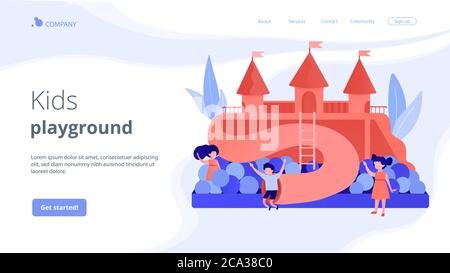 Landing page del concetto di parco giochi per bambini. Illustrazione Vettoriale