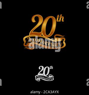 20 anni anniversario celebrazione design con numero sottile forma colore oro per speciale evento di celebrazione Illustrazione Vettoriale