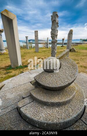 Campo del Sole, parco delle sculture in memoria della Battaglia del Lago Trasimeno, Tuoro, Lago Trasimeno, provincia di Perugia, Umbria, Italia, Europa Foto Stock