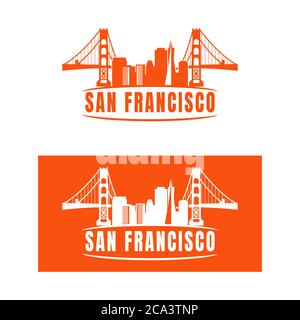 La città di San Francisco skyline silhouette sullo sfondo. Illustrazione Vettoriale Illustrazione Vettoriale