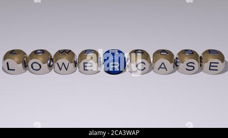 combinazione di lettere minuscole costruite da lettere cubiche dalla prospettiva superiore, eccellente per la presentazione concettuale. illustrazione e alfabeto. Illustrazione 3D Foto Stock