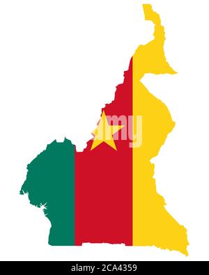 Bandiera sulla mappa del Camerun Foto Stock