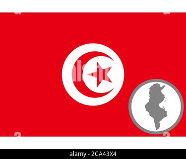 Bandiera e mappa della Tunisia Foto Stock