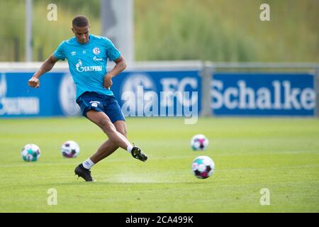 Gelsenkirchen, Germania. 3 agosto 2020. Malick THIAW (GE), azione, calcio 1. Bundesliga, inizio formazione FC Schalke 04 (GE), il 03.08.2020 nel Park Stadium di Gelsenkirchen/Germania. | utilizzo in tutto il mondo credito: dpa/Alamy Live News Foto Stock